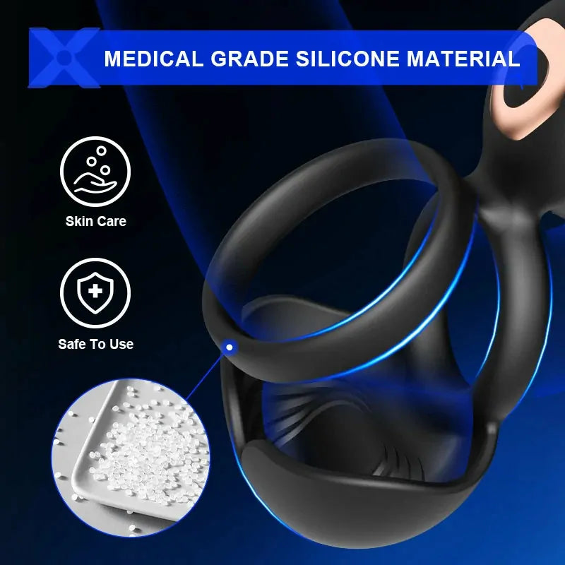 PR5: Anello Vibrante per Pene 3-in-1 con Massaggio Scrotale e Stimolatore per Partner