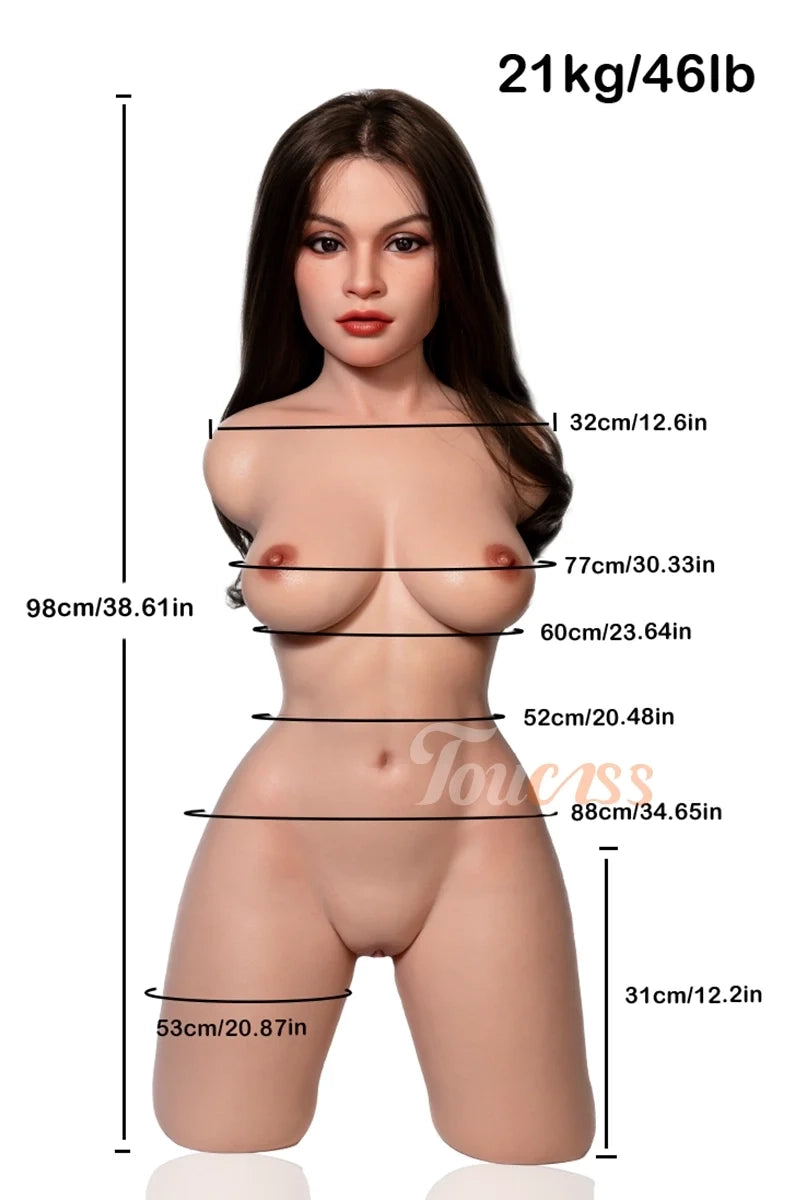 Emilia: torso bambola sessuale asiatica in silicone con testa ROS