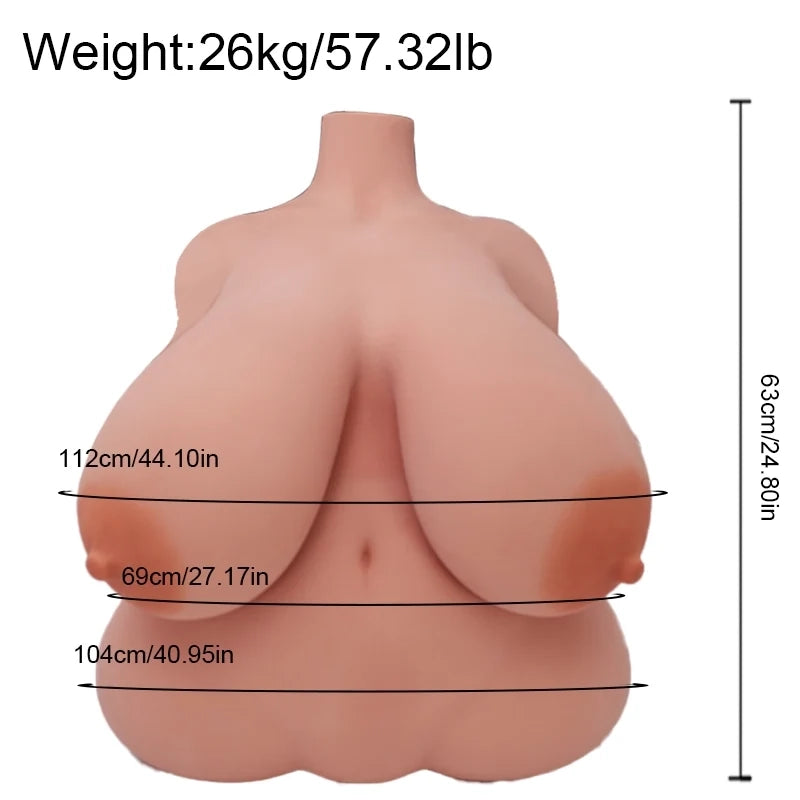 Alinda: torso bambola sessuale in TPE 26 kg, seno in gel, curve piene