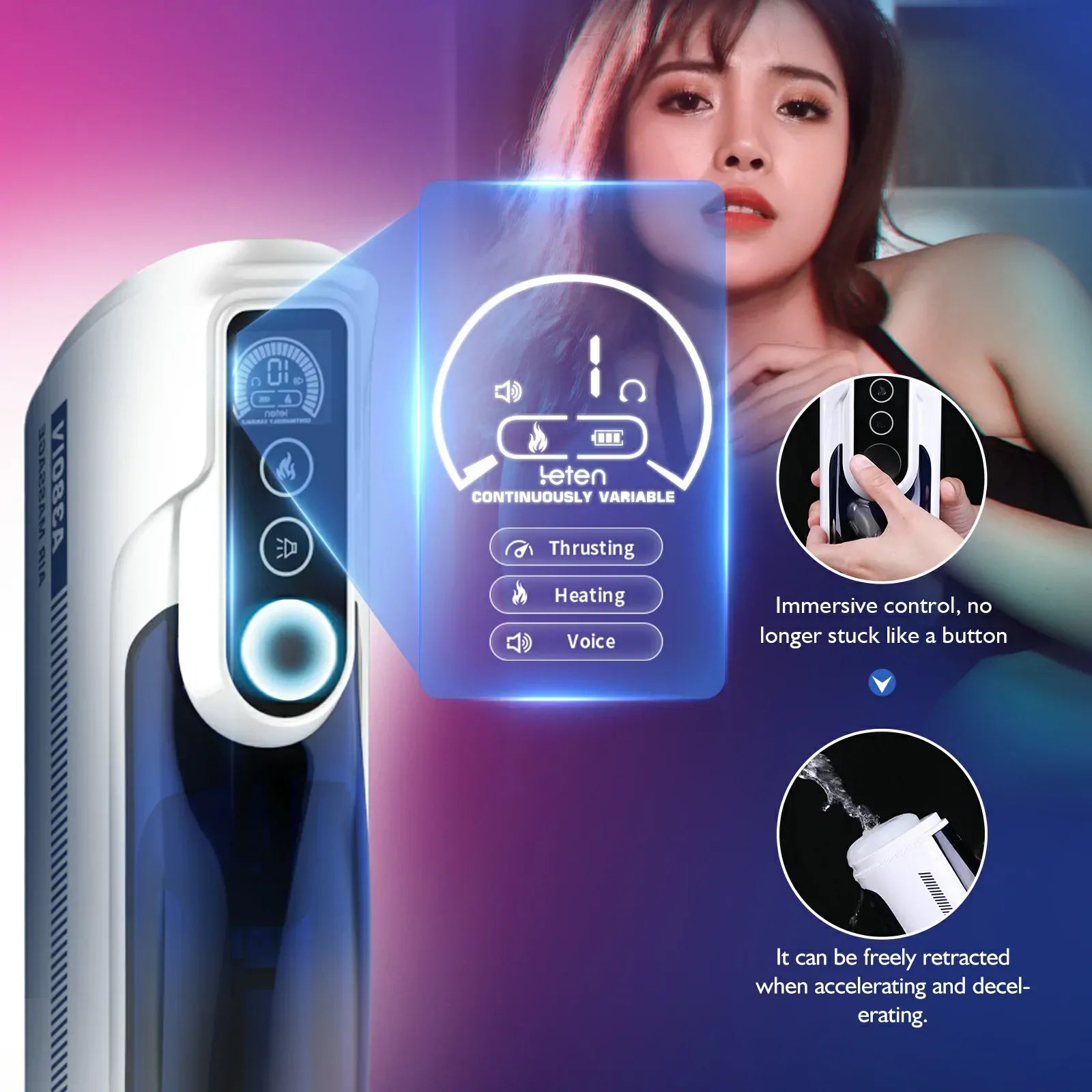 Leten A380 Pro: Masturbatore Automatico con Movimento Oscillante, 10 Velocità