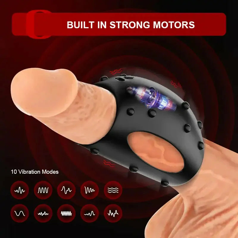 PR2: Anello Vibrante per Pene 2-in-1 con Sleeve Testurizzata e 10 Modalità