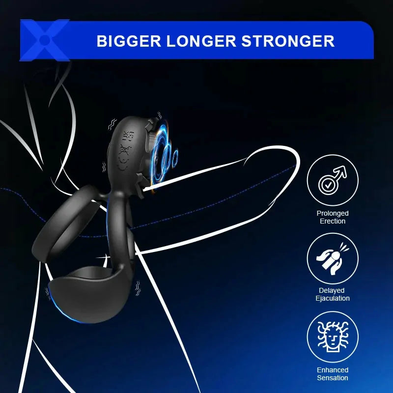 PR5: Anello Vibrante per Pene 3-in-1 con Massaggio Scrotale e Stimolatore per Partner