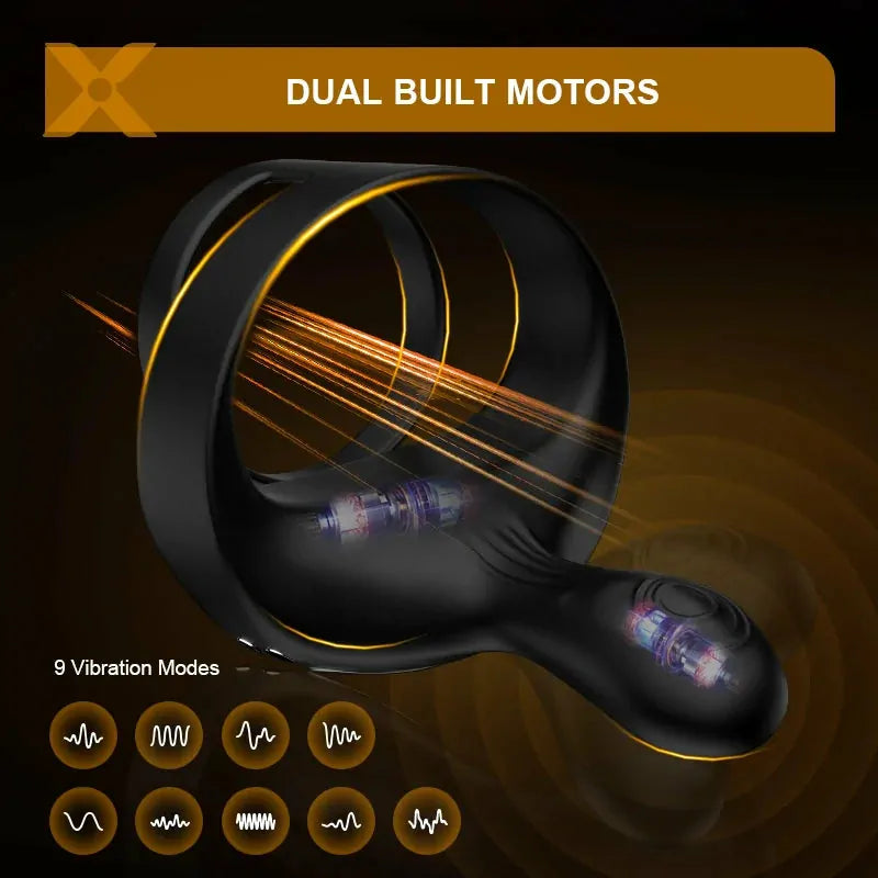 PR6: Anello Vibrante per Pene 3-in-1 · Telecomando · Stimolazione Perineale