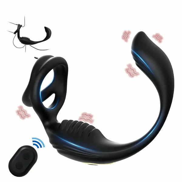 PM5: Massaggiatore Prostatico 3-in-1 con Doppio Motore, Base Testurizzata e Telecomando