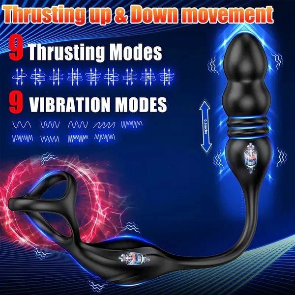 PM6: Massaggiatore Prostatico Automatico con 9 Spintee, Vibrazione e Telecomando