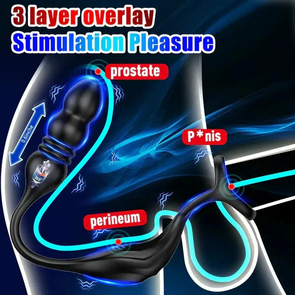 PM6: Massaggiatore Prostatico Automatico con 9 Spintee, Vibrazione e Telecomando