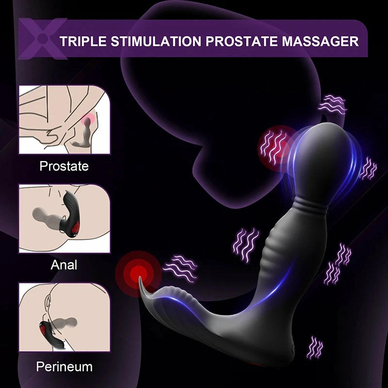 PM8: Massaggiatore Prostatico 3-in-1 con Rotazione 360°, Vibrazione e Stimolazione Perineale