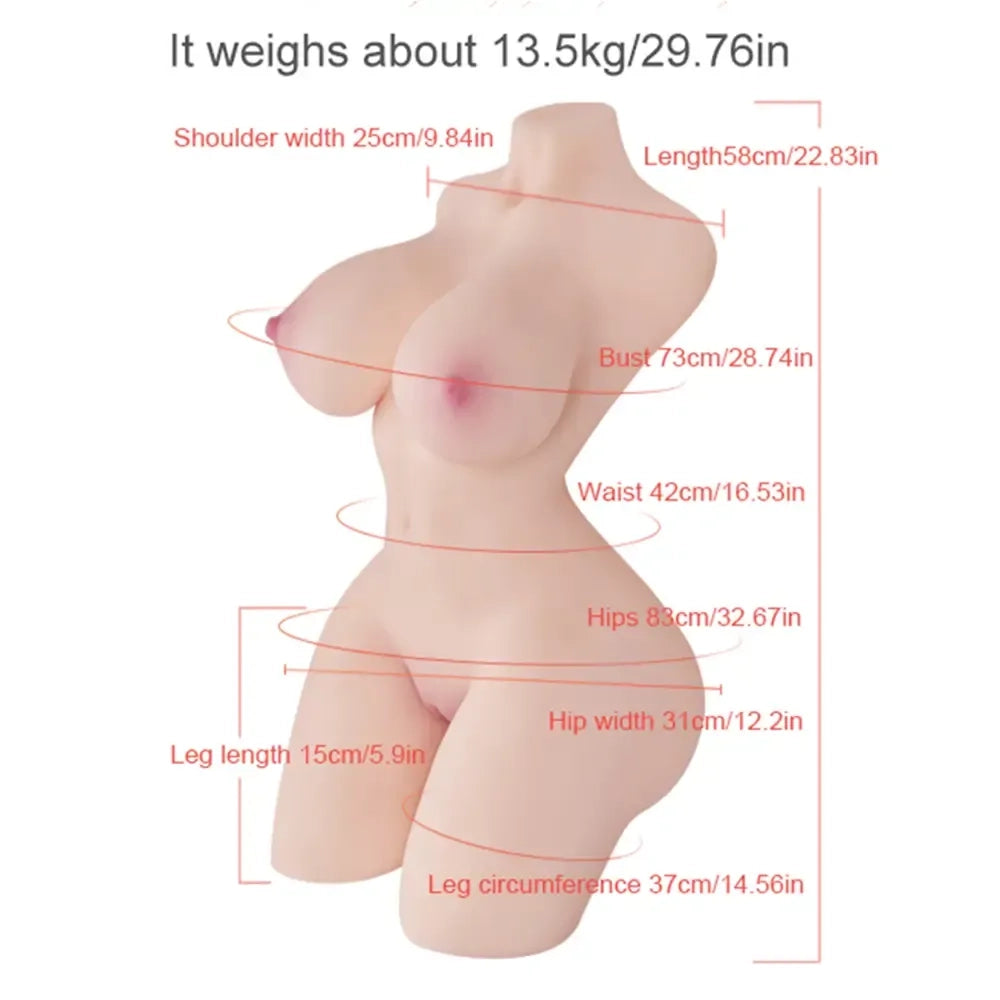 Zenobia: 13,5 kg Mezzo Torso · Seno in Gel · Curve Compatte · 2 Canali
