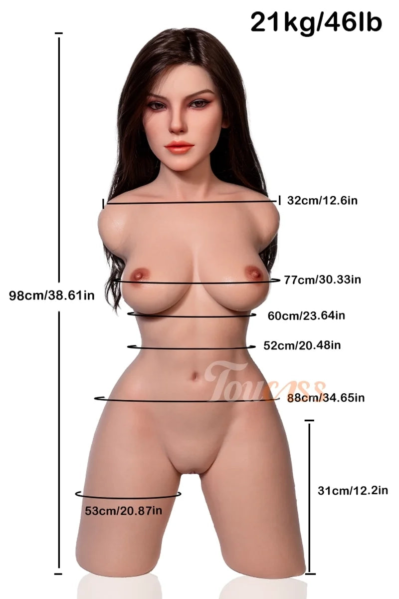 Sofia: torso bambola sessuale in silicone, testa ROS e seno in gel