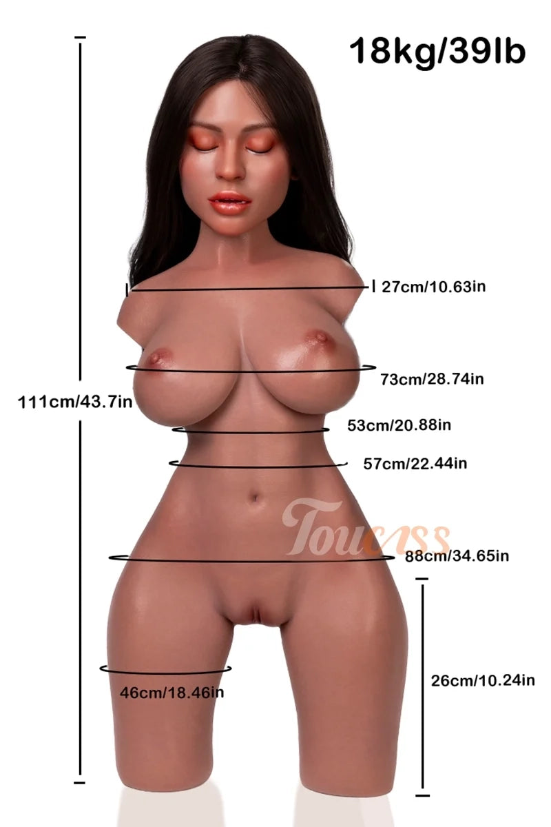 Adriana: torso bambola sessuale in silicone, occhi chiusi e testa ROS