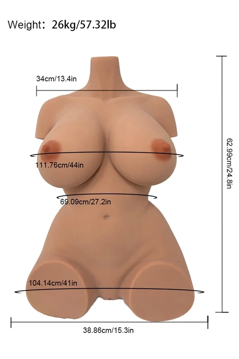 Carina: torso bambola sessuale in TPE, pelle abbronzata, seno grande