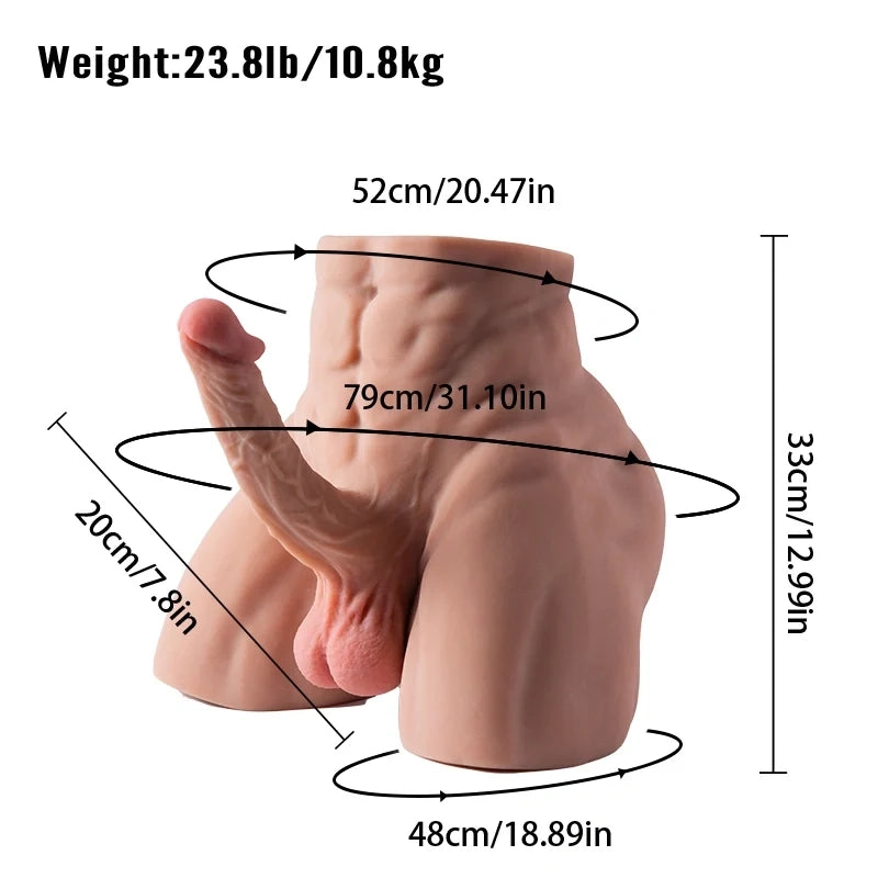 Terry: torso sessuale maschile in TPE con dildo realistico da 20 cm