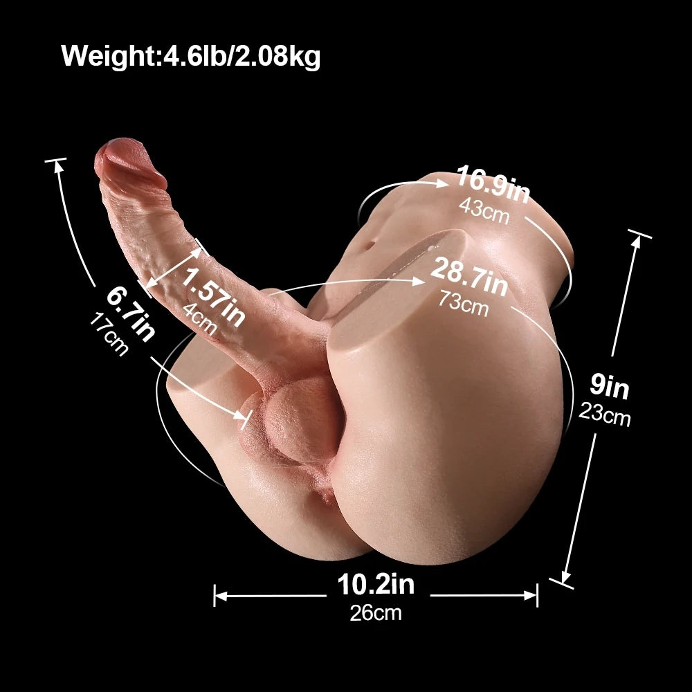Asher: torso sessuale maschile in silicone con dildo realistico